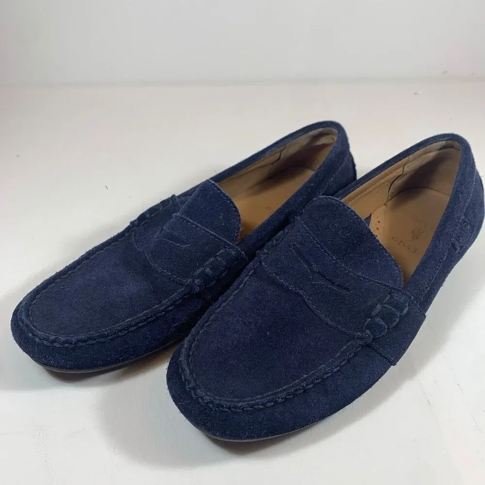 Polo Ralph Lauren Anders Suede Penny Drivers Men's Shoes Navy Blue Size 8 D